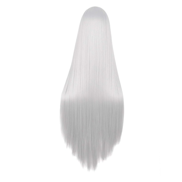 40" Long Silver Straight Cosplay Wig, Anime Costume Party Hair for Women Silver - Picture 4 of 5